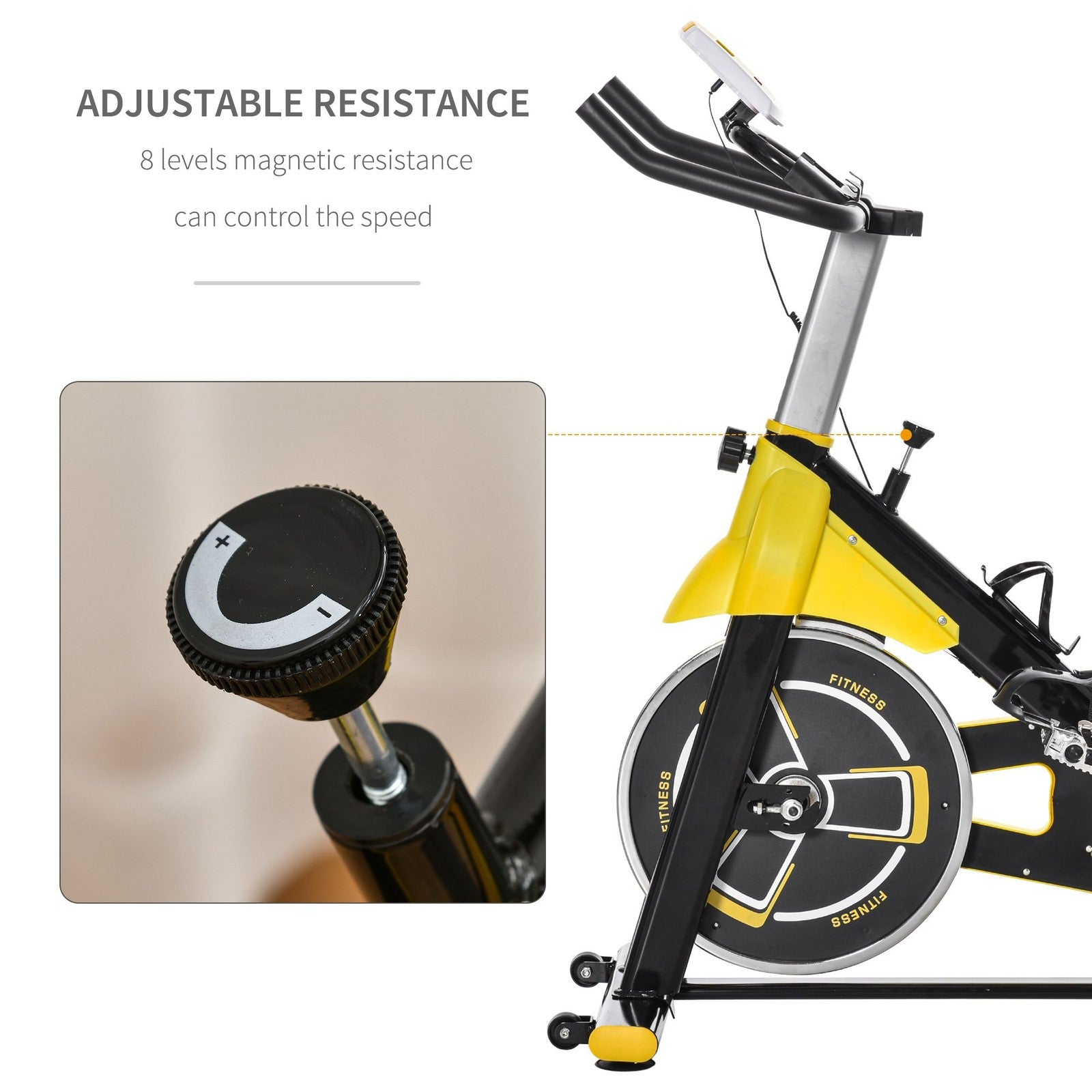 HOMCOM Exercise Bike – 6kg Flywheel, Belt Drive