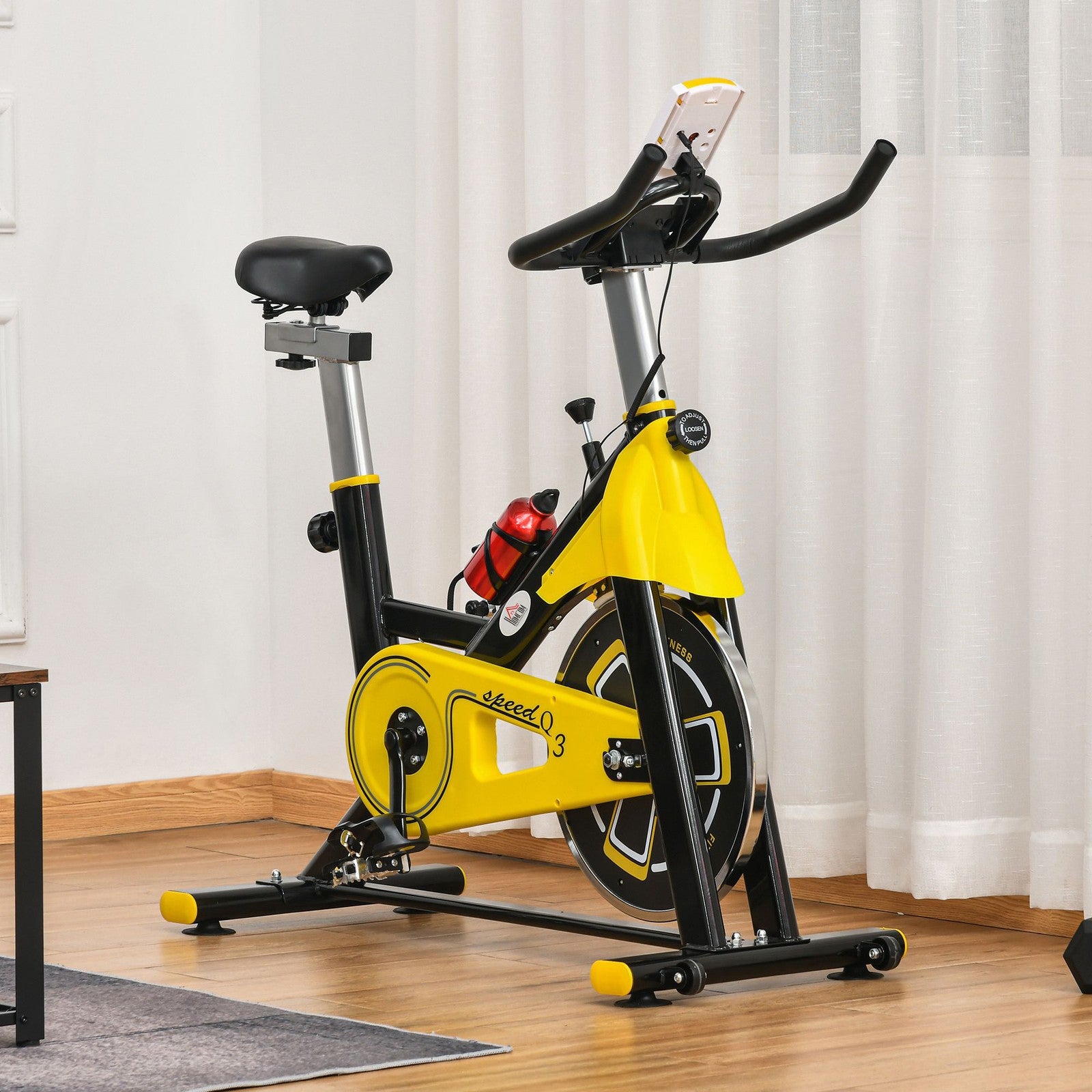 HOMCOM Exercise Bike – 6kg Flywheel, Belt Drive